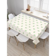 The tablecloth on the table 