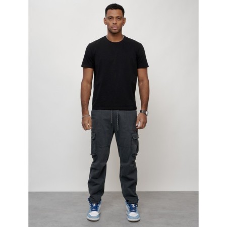 Cargo jeans men, size 44-46, dark gray color-7