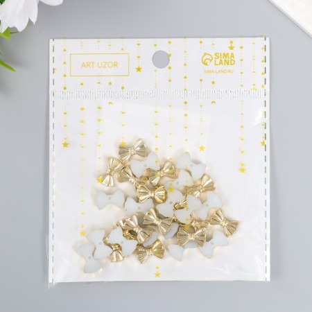 Decor for creativity plastic "Bows" gold set 30 pcs 0.9x1.3 cm-5
