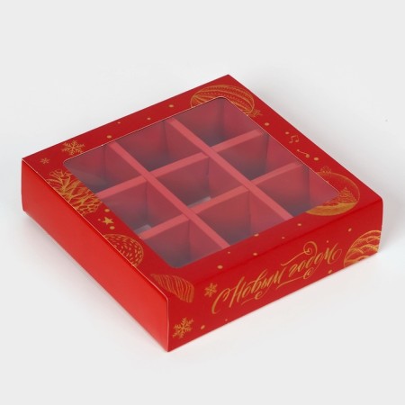 New Year. Box for 9 New Year sweets, 13.8 x 13.8 x 3.8, confectionery packaging-3