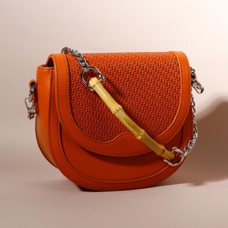 Handle for a bag, bamboo, with chains and carbines, 60 cm, silver color-5
