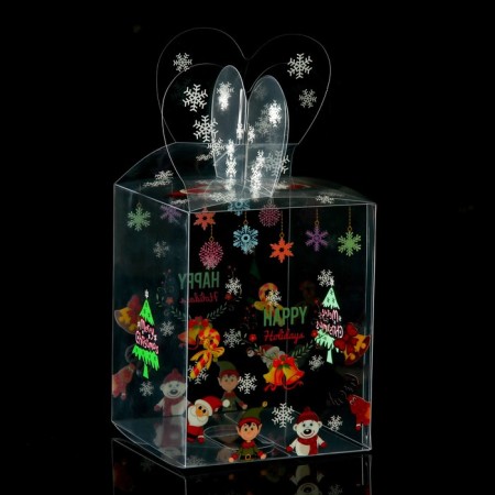 New Year. Box gift New Year's folding PVC "Merry Santa Claus" 12 x 12 x 15 cm.-3