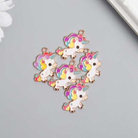 Decor for creativity metal, enamel "Curly Unicorn" 2.1x2.3 cm-1