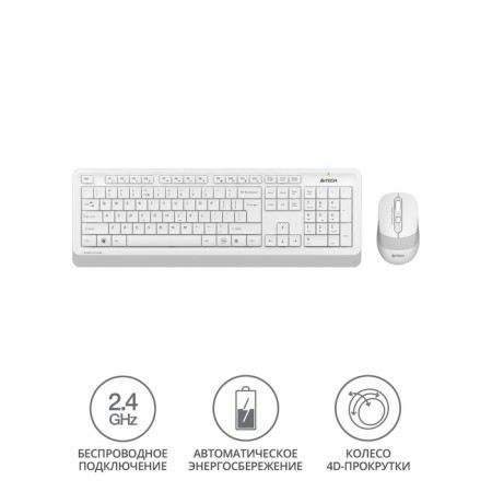 Keyboard + Mouse A4Tech FSTYLER FG1010 CLAV: White/Gray Mouse: White/Gray USB wireless M 10046-1