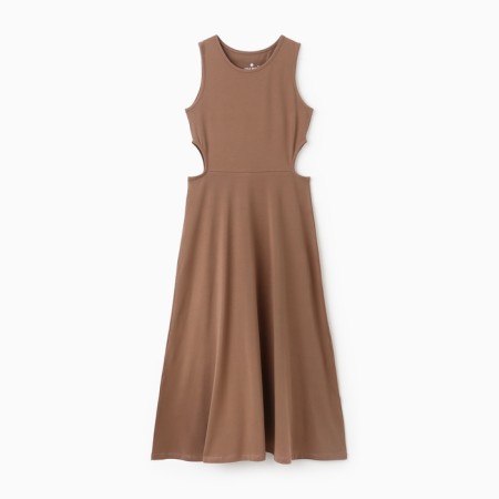 The dress is female, brown color, size 44-46 (l)-1