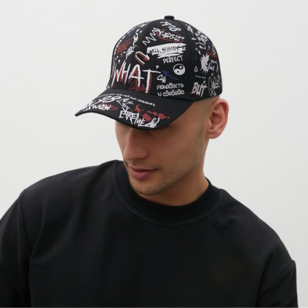 Minaku cap "What" Black color, rr 58-1