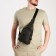 Male sling bag from textiles, headphones, green color
