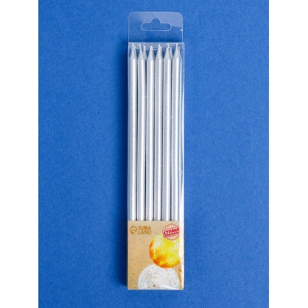 Candles for the cake "Royce", 12 pcs, silver metallic-4