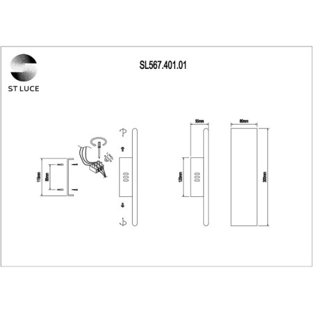 Wall lamp ST LUCE. SL567.401.01. 1x12 W, LED, 4000K, 600 LM, 30x9 cm, black color-6