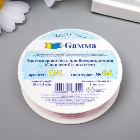Spandex without braid "Gamma" 1 mm, 18x0.9 m, rubber, white-pink-1