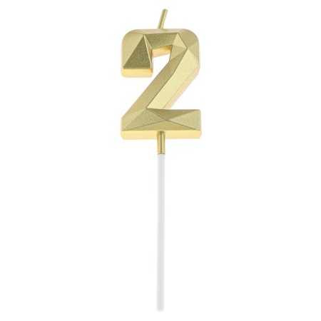 Candle in the cake on the skewer "Almaz", the number "2", gold, 4.5 cm-5