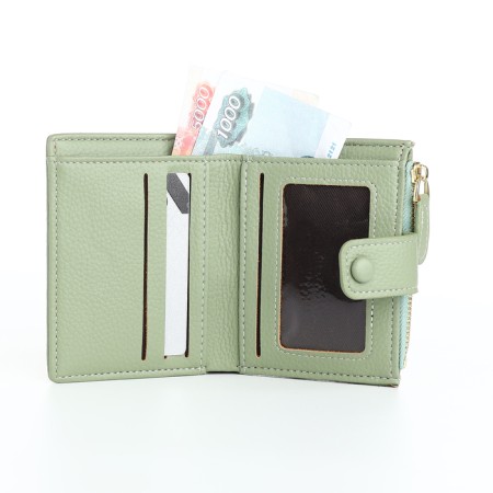 Women's wallet on the button, green color-5