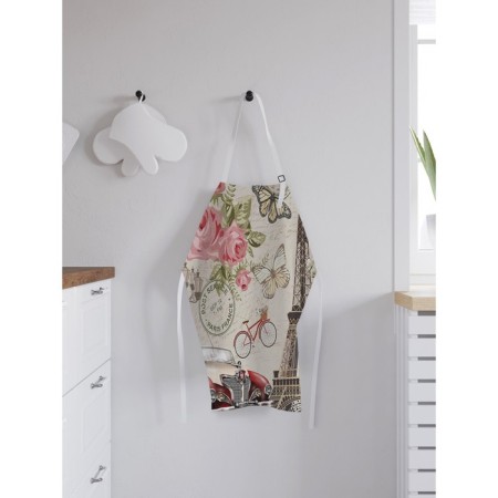 Apron of a kitchen with a photo print "Romance of Paris", adjustable, size OS-1