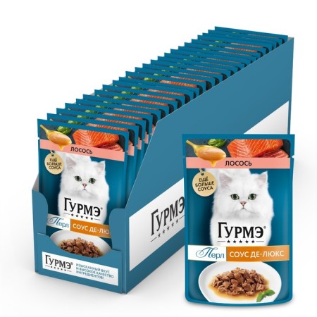 Gourmet perle humid food for cats, salmon, sauce, 75 g-2