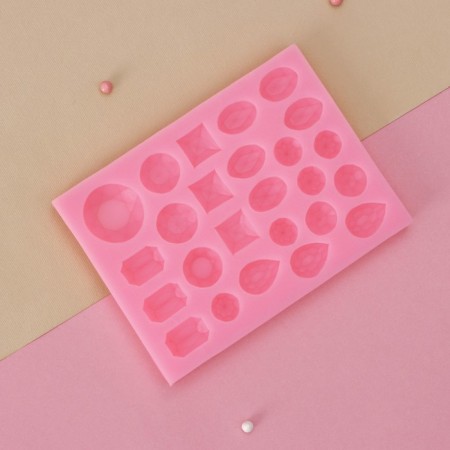 Mold Dolyana "Precious Stones", silicone, 13.4 × 9.8 cm, pink color-2