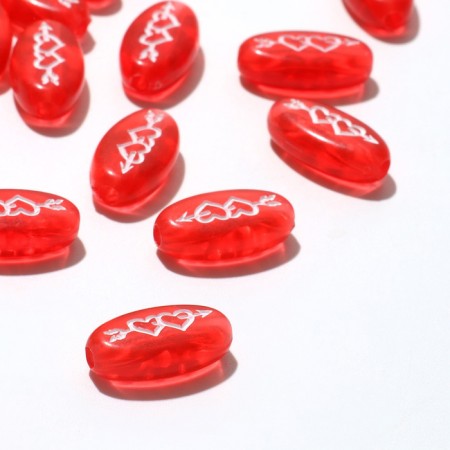 Acrylic bead "Hearts with an arrow", 18 × 6 mm, set 10 g, the color is transparent red-1