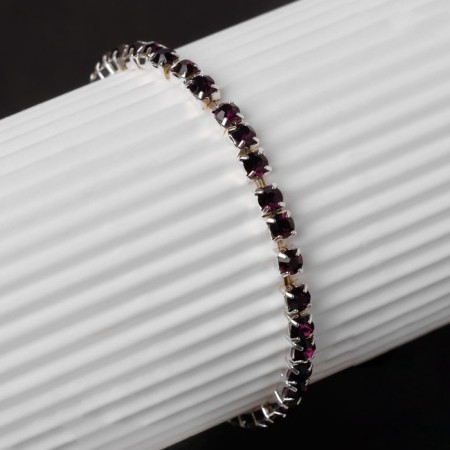 Bracelet with rhinestones "ice" 1 row, purple color in silver, l = 7 cm-6