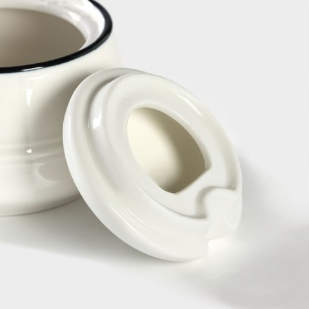 Porcelain sugarian with a spoon Magistro "sea breeze", 250 ml, white color-4