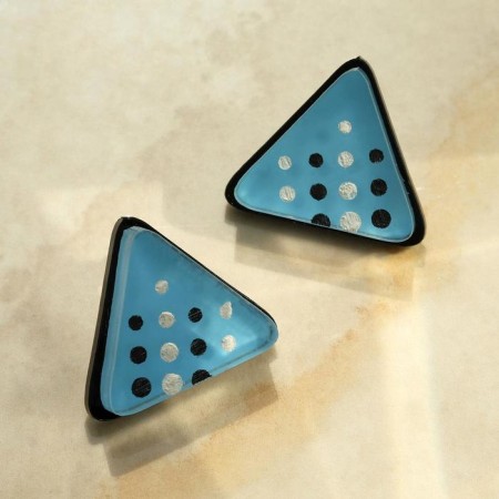 Acrylic Earrings "Bridge Mini", Blue Color