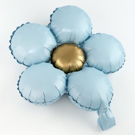 Foil ball 18 "Flower", matte, blue color-1