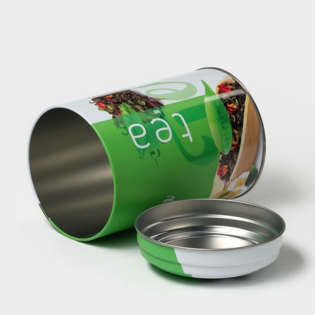 Bank for bulk products "Scandy Green Tea", 1.1 L, D = 9.9 cm, h = 14.5 cm, tin, green color-4