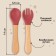 A set of children's cutlery, fork and spoon M&B (silicone, bamboo), cherry