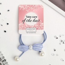 Резинка для волос "Саманта" бантик клеточка, микс