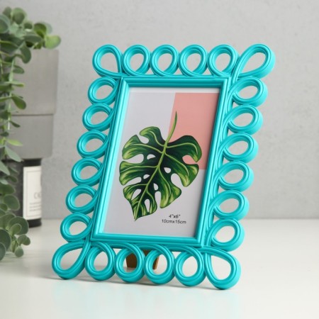 Photo frame plastic 10x15 cm "loops" blue 17.5x22 cm-1