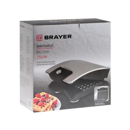 Brayer BR2300 electric clinter, 750 W, Belgian waffles, anti -stick coating, silver.-8
