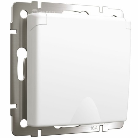The socket w1171261 with grounding and curtains with a lid, IP44, white matte