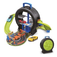 Portable gaming set in the Funky Toys wheel, racing track, green color