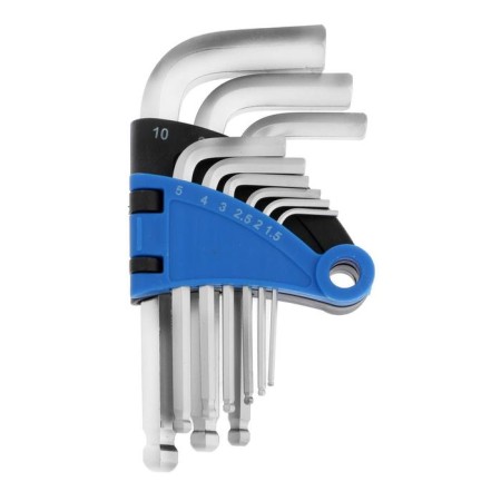 A set of keys of hexagonal tundra, with a ball, CRV, 1.5 - 10 mm, 9 pcs.