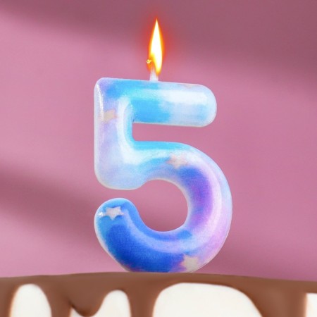 Candle in the cake on the spawning of "Starfall", the number 5, 5.5 cm