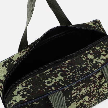 Cosmetic bag on a zipper, with a grid, khaki color/green-2