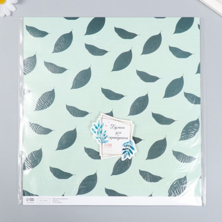 Scrapbooking paper "Avocado leaves" density 180 g 30.5x32 cm-3