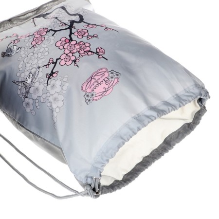 Frame backpack 39 x 29 x 17 cm, Across 410, filling: bag, pencil case, gray/pink ACR22-410-11-15
