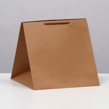 Craft package with a square bottom and window 40 x 40 x 40 cm Kraft, 1pc