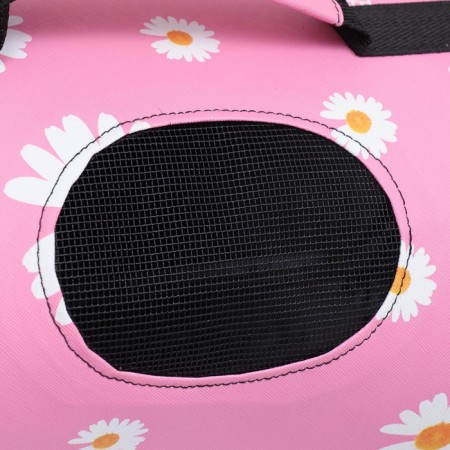 Bag - carrying for animals "flowers", pink, size m, 40 x 21 x 27 cm-5