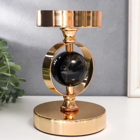 Summary Metal for 1 candle "Black marble ball in the field" Gold 18.5x12x12 cm-1
