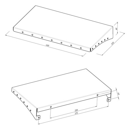 Metal shelf 400x220 mm for storing heavy cargo, wall, black-6
