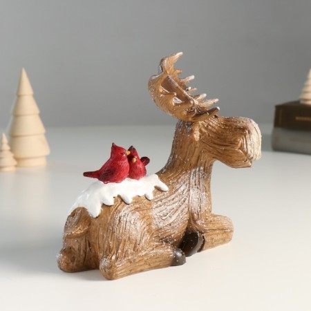 Souvenir Polystone "Losik color of cinnamon with red birds on the back" 11x16.5x16 cm-1