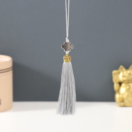 Suspension textiles, plastic "Knot of happiness and infinity" gray 0.7x1x9.5 cm