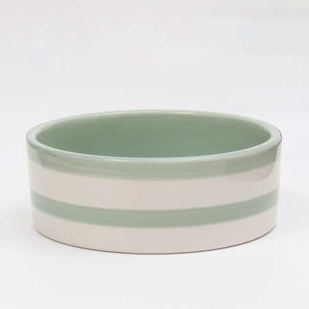 Ceramic “trace” bowl 300 ml 12.5 x 4.5 cm, gray-green in white strip-2