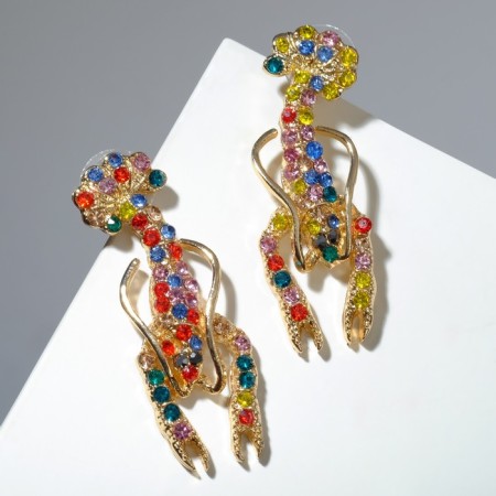 Earrings with rhinestones "Omar", colored in gold-1