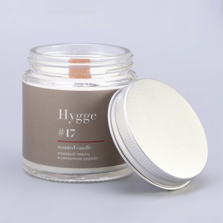 Aromatic candle "Hygge" #17 Pink pepper and lemon tree, soy wax, in a jar, 90 g-9