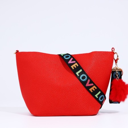 Bag Cross-Bodi with a zipper, red color-1