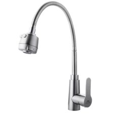Fashun A54301-3 kitchen mixer, single-leaf, flexible spout, stainless steel, satin