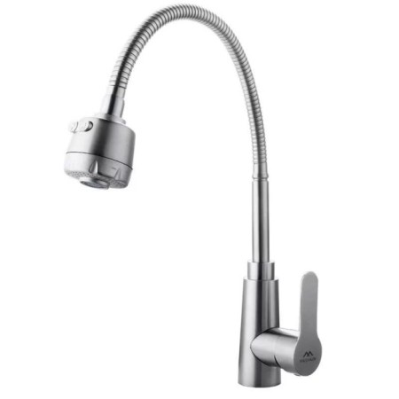 Fashun A54301-3 kitchen mixer, single-leaf, flexible spout, stainless steel, satin