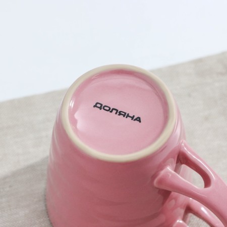Ceramic mug with a spoonful of shade "Noel", 280 ml, pink color-3