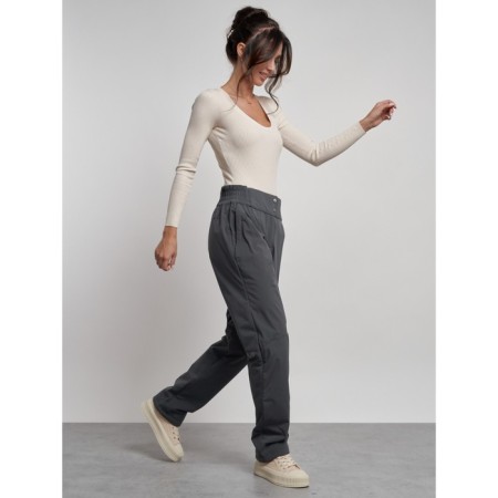 Warmed female trousers, size 42, gray color-4